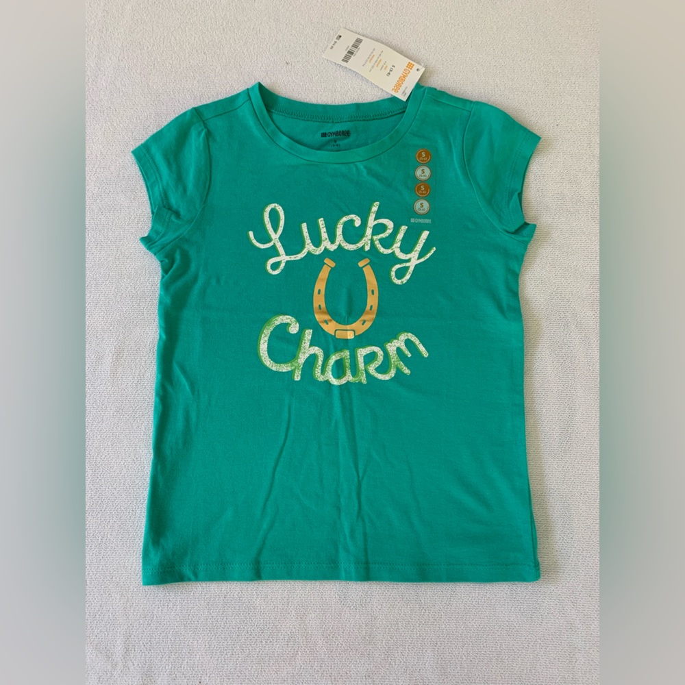 GYMBOREE -NWT GIRLS 5-6- “LUCKY CHARM”TEE ST PATRICKS DAY☘️